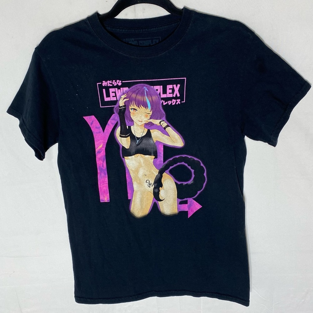 Lewd Concept Black Pink Graphic Tee Short Sleeve T Shirt S